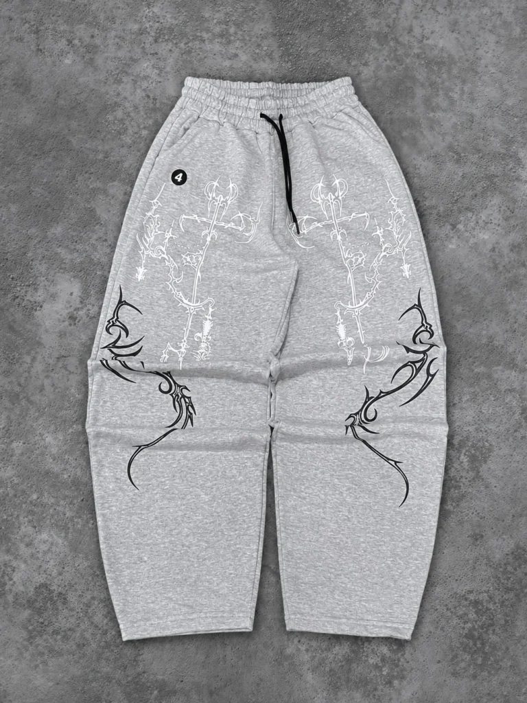 Babucha Frisa Cruces Tribales - Gris