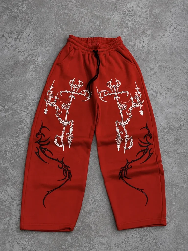 Babucha Frisa Cruces Tribales - Rojo